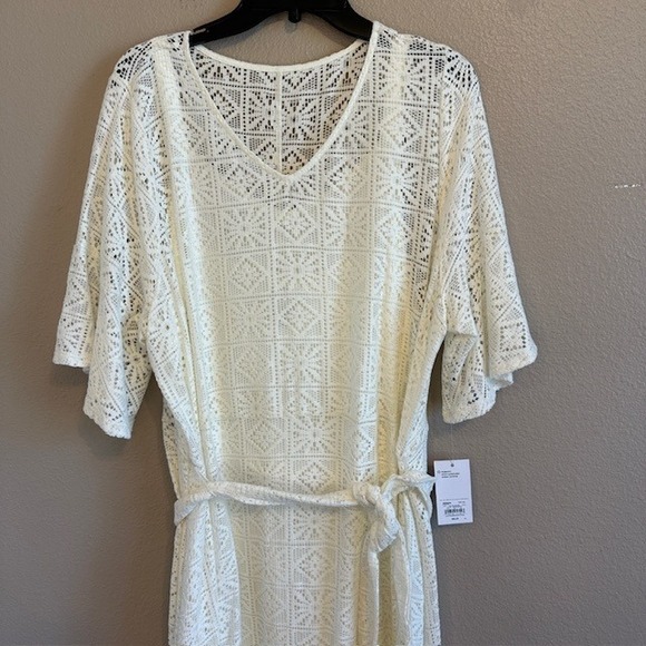 NWT Croft & Barrow Women's Ivory White‎ Flutter Sleeve V-Neck Lace Dress XXL - Picture 5 of 9